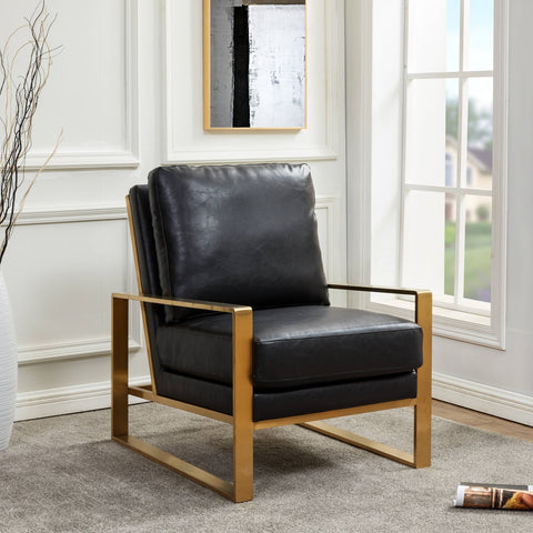 Jefferson Accent Armchair with Upholstered and Gold/Silver Metal Frame