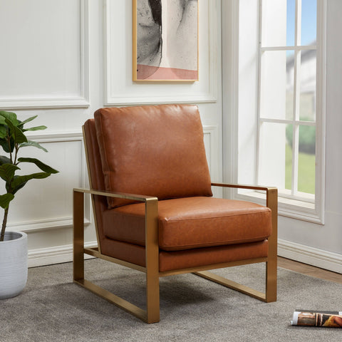 Jefferson Accent Armchair with Upholstered and Gold/Silver Metal Frame