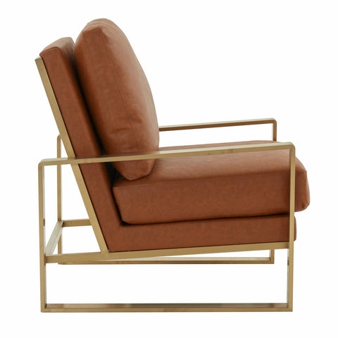 Jefferson Accent Armchair with Upholstered and Gold/Silver Metal Frame