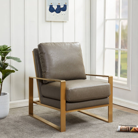 Jefferson Accent Armchair with Upholstered and Gold/Silver Metal Frame