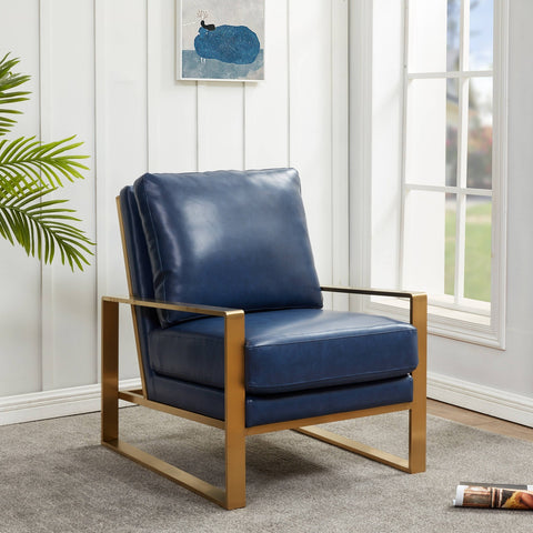 Jefferson Accent Armchair with Upholstered and Gold/Silver Metal Frame