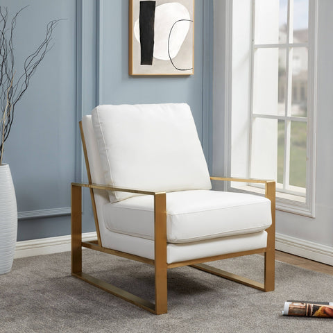 Jefferson Accent Armchair with Upholstered and Gold/Silver Metal Frame