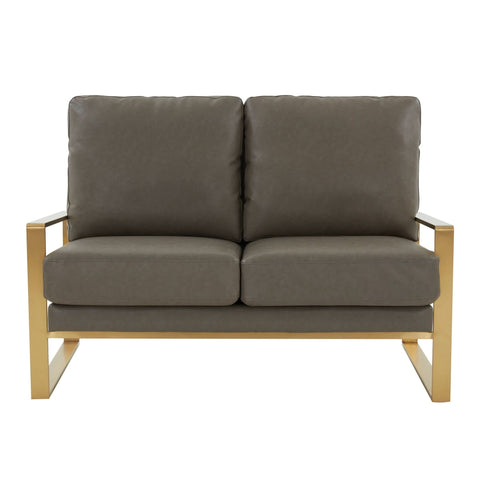 Jefferson Contemporary Velvet/Leather Loveseat with Stainless Steel Frame
