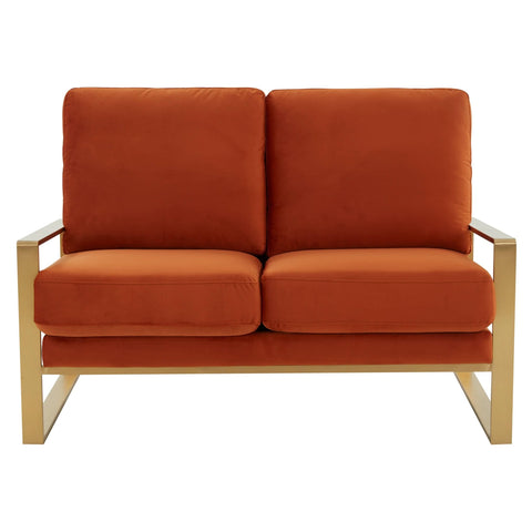 Jefferson Contemporary Velvet/Leather Loveseat with Stainless Steel Frame