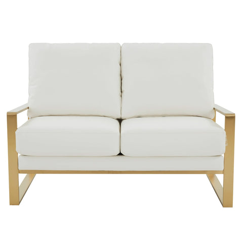 Jefferson Contemporary Velvet/Leather Loveseat with Stainless Steel Frame