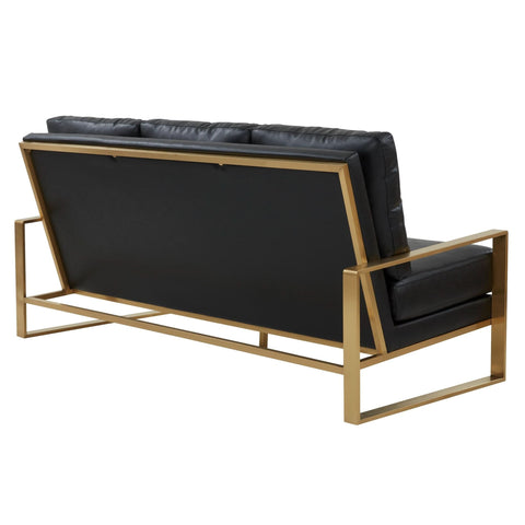 Jefferson 3-Seater Sofa Upholstered in Velvet/Leather with Gold/Silver Steel Base