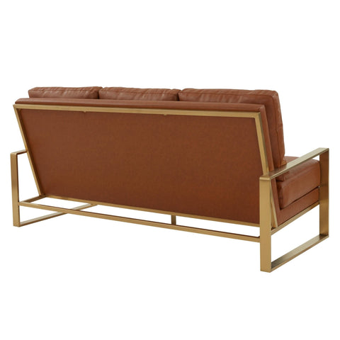 Jefferson 3-Seater Sofa Upholstered in Velvet/Leather with Gold/Silver Steel Base