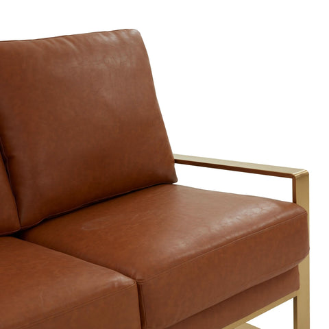Jefferson 3-Seater Sofa Upholstered in Velvet/Leather with Gold/Silver Steel Base