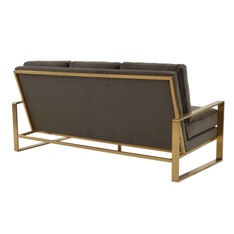 Jefferson 3-Seater Sofa Upholstered in Velvet/Leather with Gold/Silver Steel Base