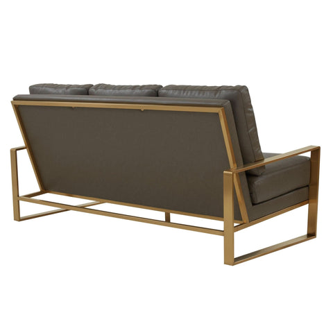 Jefferson 3-Seater Sofa Upholstered in Velvet/Leather with Gold/Silver Steel Base