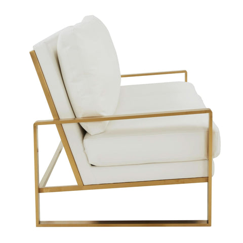Jefferson 3-Seater Sofa Upholstered in Velvet/Leather with Gold/Silver Steel Base