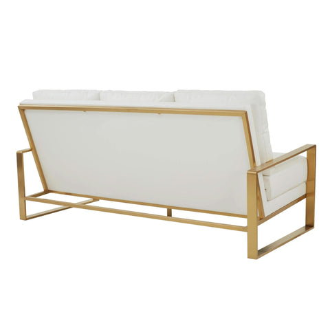 Jefferson 3-Seater Sofa Upholstered in Velvet/Leather with Gold/Silver Steel Base