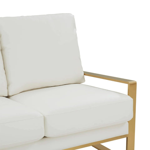 Jefferson 3-Seater Sofa Upholstered in Velvet/Leather with Gold/Silver Steel Base