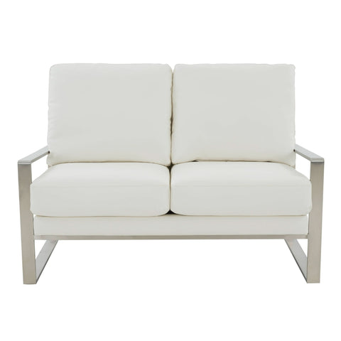 Jefferson Contemporary Velvet/Leather Loveseat with Stainless Steel Frame