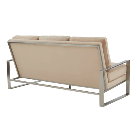 Jefferson 3-Seater Sofa Upholstered in Velvet/Leather with Gold/Silver Steel Base