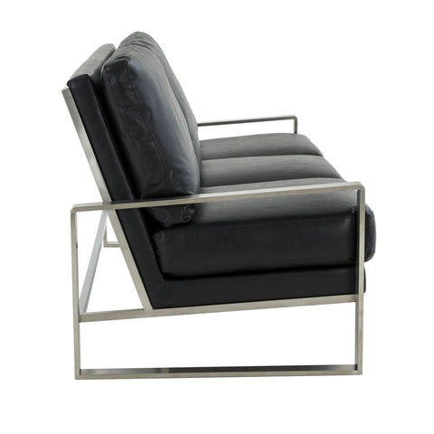 Jefferson 3-Seater Sofa Upholstered in Velvet/Leather with Gold/Silver Steel Base