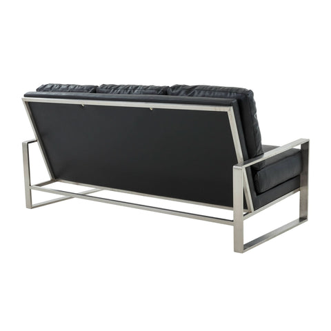 Jefferson 3-Seater Sofa Upholstered in Velvet/Leather with Gold/Silver Steel Base