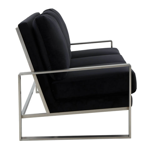 Jefferson 3-Seater Sofa Upholstered in Velvet/Leather with Gold/Silver Steel Base