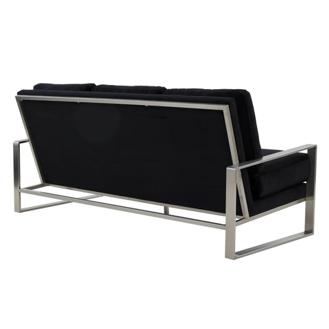 Jefferson 3-Seater Sofa Upholstered in Velvet/Leather with Gold/Silver Steel Base
