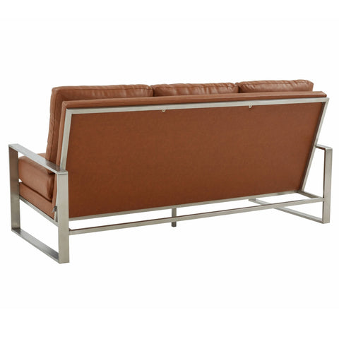 Jefferson 3-Seater Sofa Upholstered in Velvet/Leather with Gold/Silver Steel Base