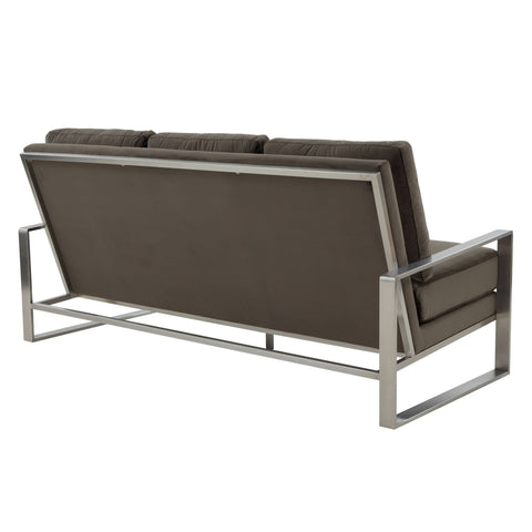 Jefferson 3-Seater Sofa Upholstered in Velvet/Leather with Gold/Silver Steel Base