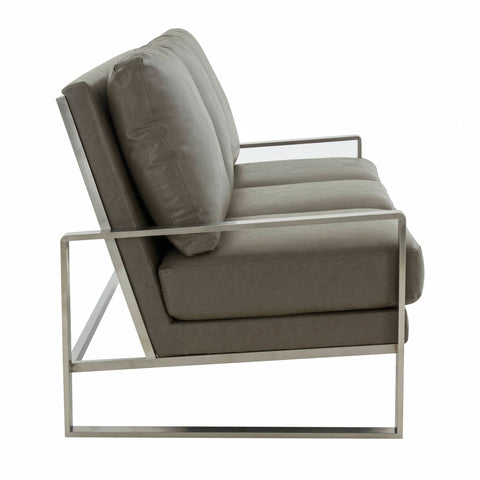 Jefferson 3-Seater Sofa Upholstered in Velvet/Leather with Gold/Silver Steel Base