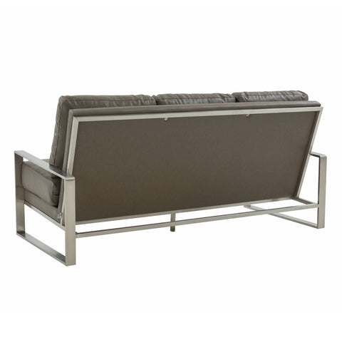 Jefferson 3-Seater Sofa Upholstered in Velvet/Leather with Gold/Silver Steel Base