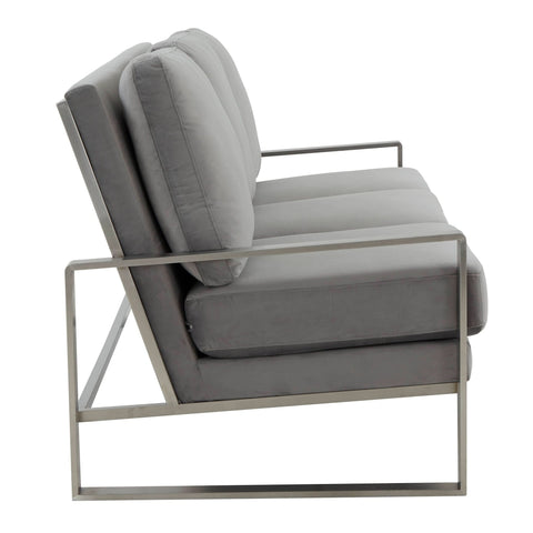 Jefferson 3-Seater Sofa Upholstered in Velvet/Leather with Gold/Silver Steel Base