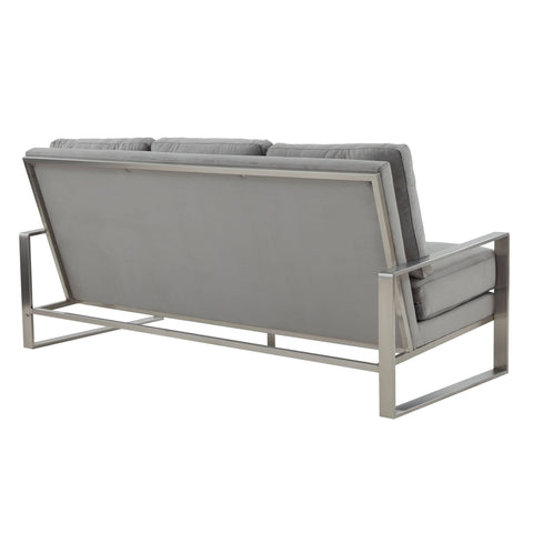 Jefferson 3-Seater Sofa Upholstered in Velvet/Leather with Gold/Silver Steel Base