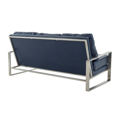 Jefferson 3-Seater Sofa Upholstered in Velvet/Leather with Gold/Silver Steel Base