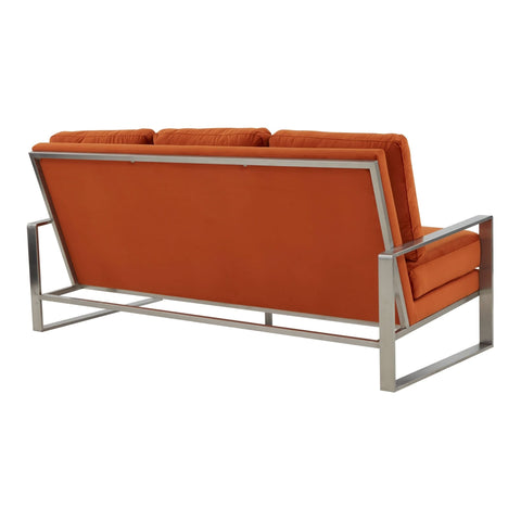 Jefferson 3-Seater Sofa Upholstered in Velvet/Leather with Gold/Silver Steel Base