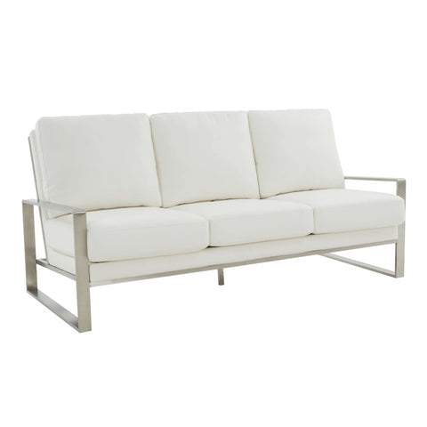 Jefferson 3-Seater Sofa Upholstered in Velvet/Leather with Gold/Silver Steel Base