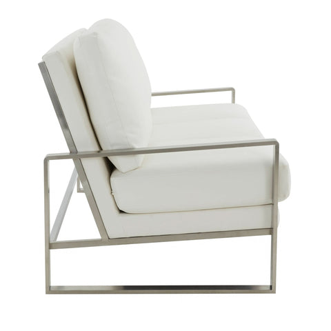 Jefferson 3-Seater Sofa Upholstered in Velvet/Leather with Gold/Silver Steel Base