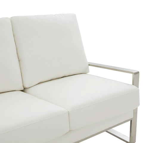 Jefferson 3-Seater Sofa Upholstered in Velvet/Leather with Gold/Silver Steel Base
