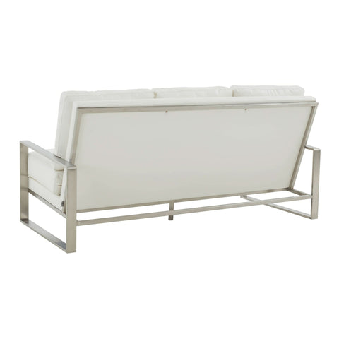 Jefferson 3-Seater Sofa Upholstered in Velvet/Leather with Gold/Silver Steel Base