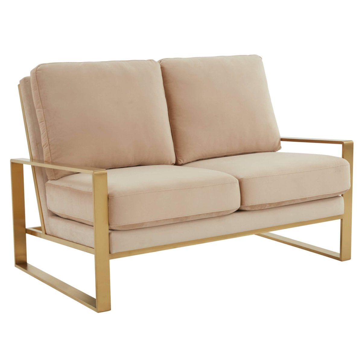 Jefferson Contemporary Velvet/Leather Loveseat with Stainless Steel Frame