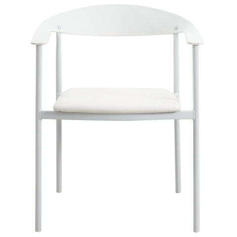 Kora Dining Chair Upholstered in Leather with Stainless Steel Frame and Legs