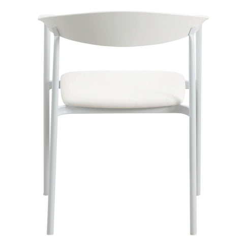 Kora Dining Chair Upholstered in Leather with Stainless Steel Frame and Legs
