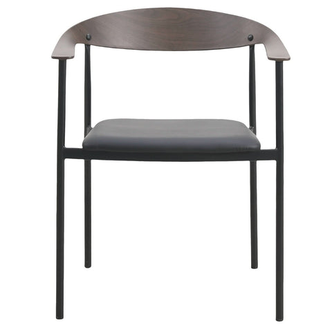 Kora Dining Chair Upholstered in Leather with Stainless Steel Frame and Legs