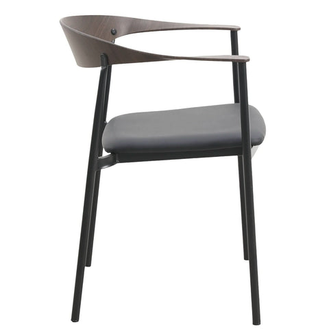Kora Dining Chair Upholstered in Leather with Stainless Steel Frame and Legs