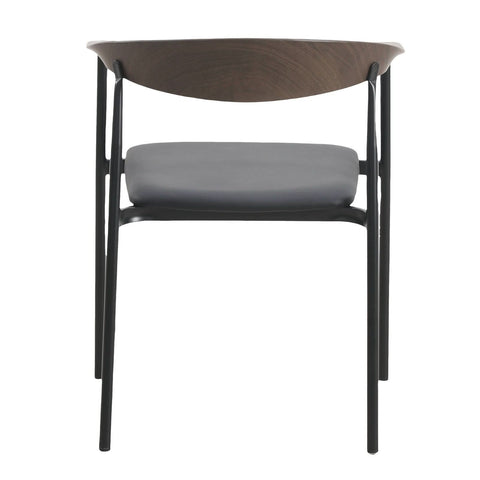 Kora Dining Chair Upholstered in Leather with Stainless Steel Frame and Legs