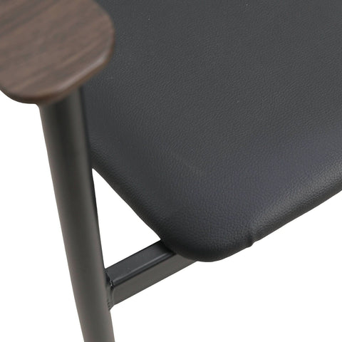 Kora Dining Chair Upholstered in Leather with Stainless Steel Frame and Legs