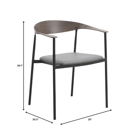 Kora Dining Chair Upholstered in Leather with Stainless Steel Frame and Legs