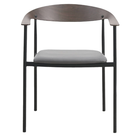Kora Dining Chair Upholstered in Leather with Stainless Steel Frame and Legs