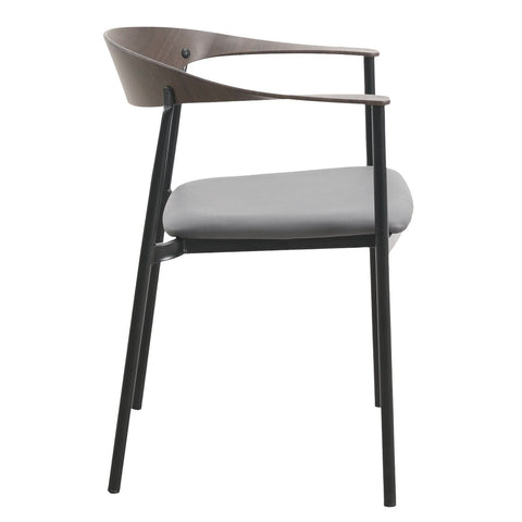 Kora Dining Chair Upholstered in Leather with Stainless Steel Frame and Legs