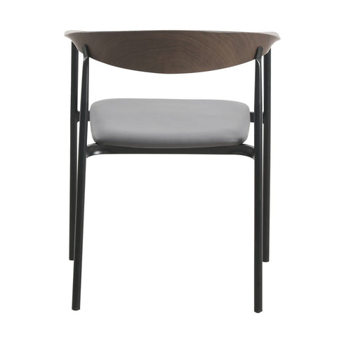 Kora Dining Chair Upholstered in Leather with Stainless Steel Frame and Legs