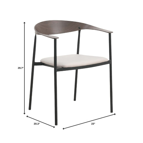 Kora Dining Chair Upholstered in Leather with Stainless Steel Frame and Legs