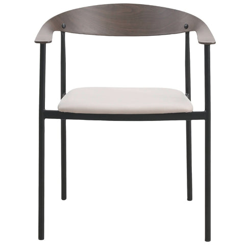 Kora Dining Chair Upholstered in Leather with Stainless Steel Frame and Legs