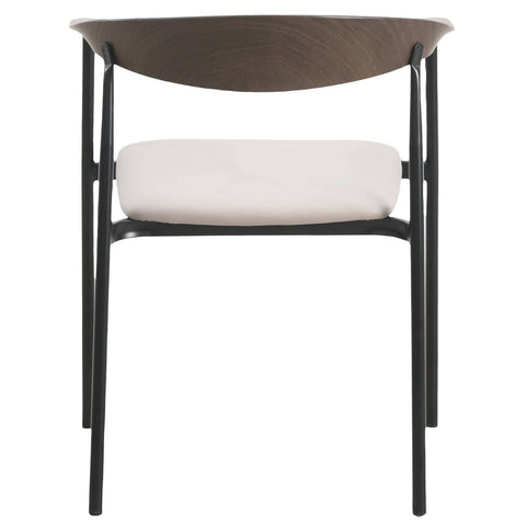 Kora Dining Chair Upholstered in Leather with Stainless Steel Frame and Legs