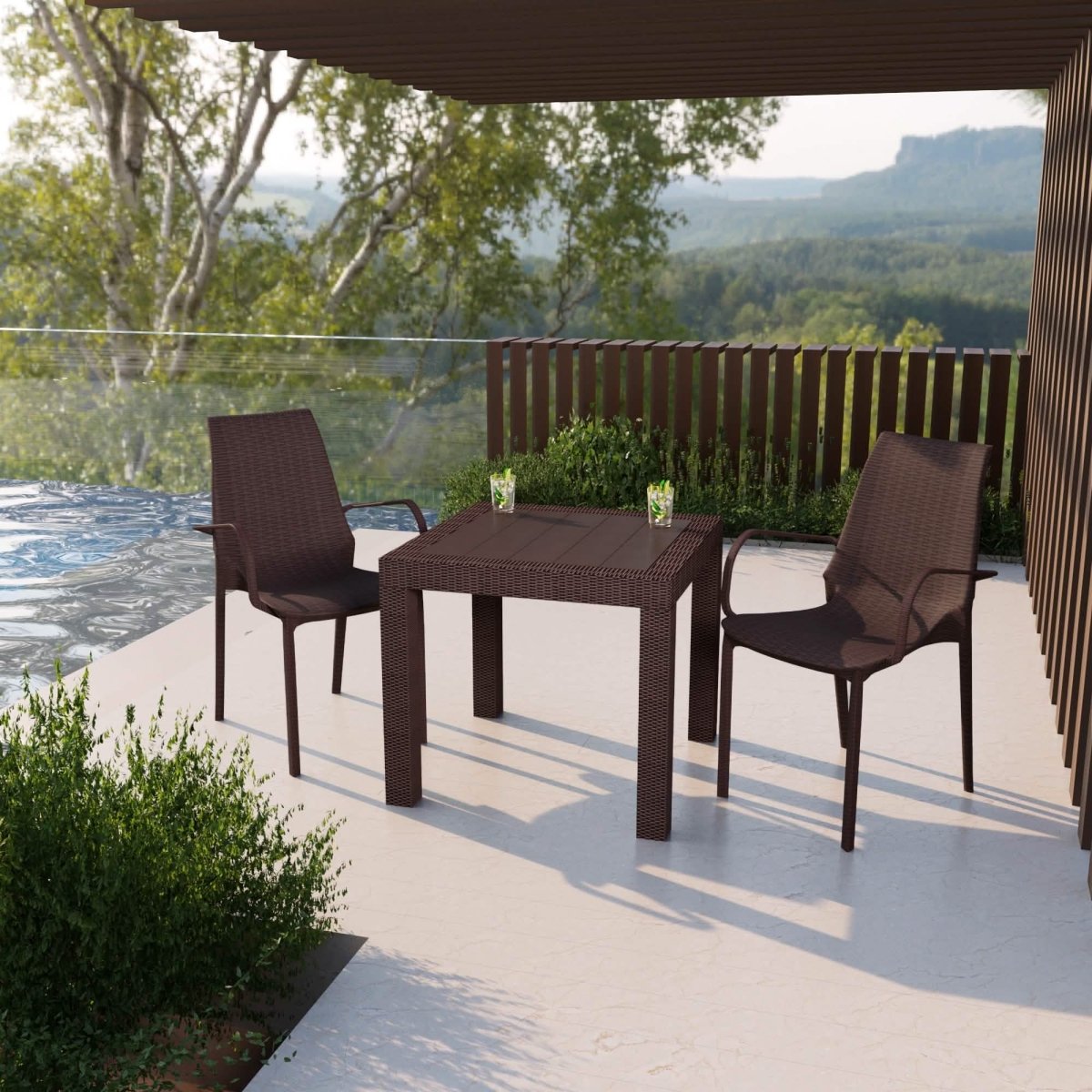Kent Modern Indoor Outdoor Patio Stackable Dining Arm Chair